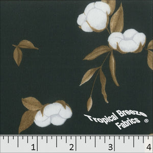 dark teal, Interlock Knit Floral Print Polyester Fabric 57450