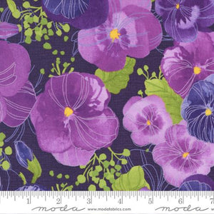 Pansy's Posies Collection Large Floral Cotton Fabric deep purple