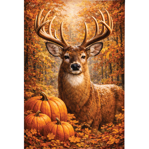 Custom Decor Wind Current garden flag showing deer & pumpkins