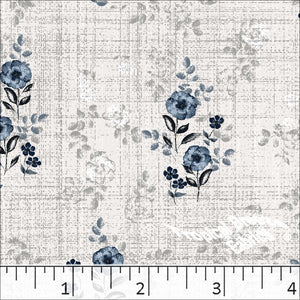 Standard Weave Floral Print Poly Cotton Fabric 6014 denim blue