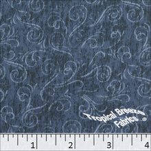 denim, Koshibo Swirl Print Polyester Fabric 048516