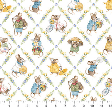 diagonal mice, Country Mouse Collection Country Mouse Cotton Fabric DP29005-10