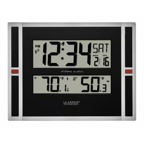 Atomic Digital Wall Clock with Moon Phase and Indoor/Outdoor Temperature WS-8117U-IT-AL