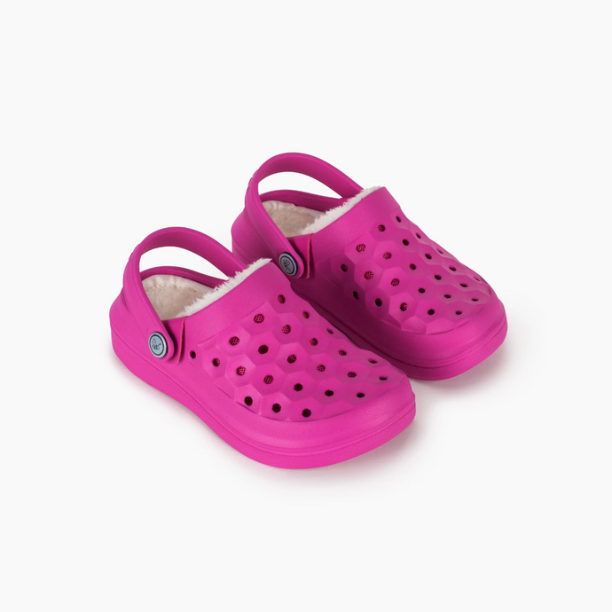 Joybees Kids Varsity Lined Clog in dark magenta