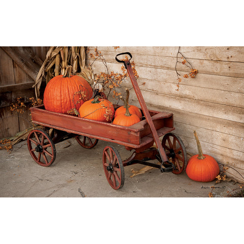 wagon with pumpkins door mat