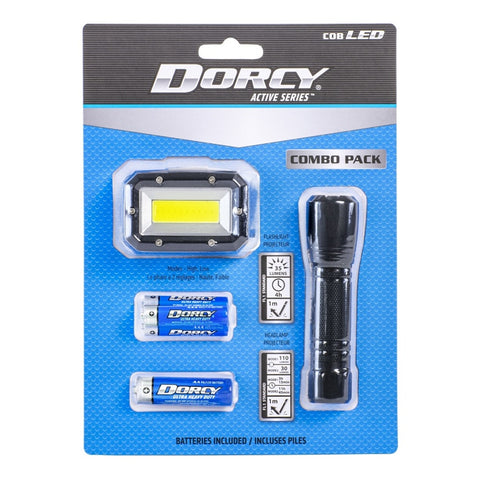 Dorcy COB LED Headlamp & Flashlight Combo in package