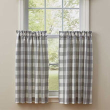 Gray check tier curtains