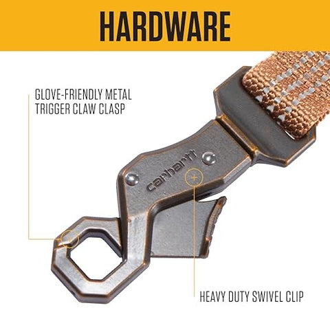 Closeup of clasp of Carhartt Dual Handle Dog Leash