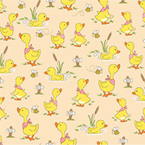 Ducklings and Bees Cotton Flannel Fabric 1018-44