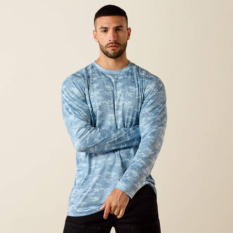 dusty blue, Men's Sunblocker Printed Long-Sleeve T-Shirt 1007