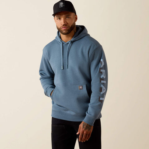 dusty blue, Men's Rebar Lightweight Logo Hoodie 10062709