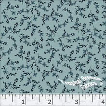 Small Floral Linen Weave Poly Cotton Fabric Dusty Jade