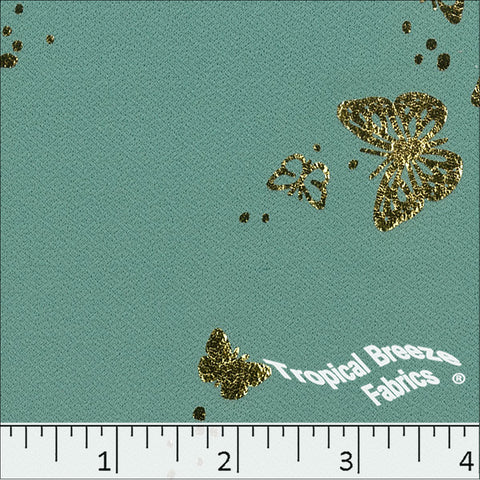 Crepe Knit Foil Butterfly Foil Print Fabric 32852 dusty jade