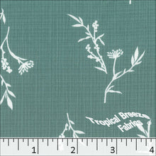 dusty jade, Linen Crepe Floral Sprig Print Polyester Fabric 048520
