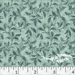 Linen Weave Leafy Vines Print Poly Cotton Fabric 6107 dusty jade