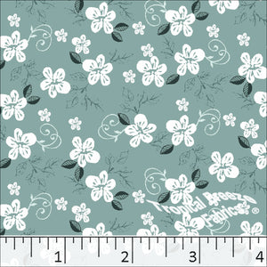 Standard Weave Floral Poly Cotton Fabric 6111 dusty jade