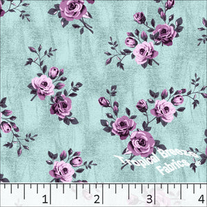 Standard Weave Floral Print Poly Cotton Fabric 6081 dusty jade