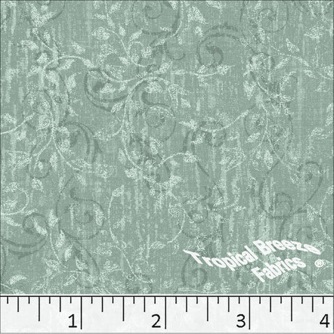 Standard Weave Vine Print Poly Cotton Dress Fabric 6156 dusty jade