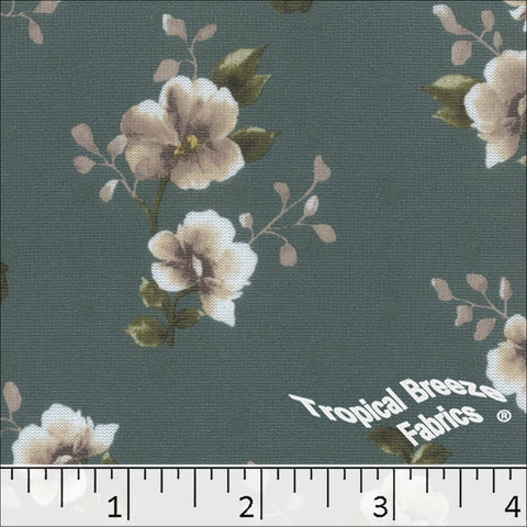 dusty jade, Swiss Dot Knit Floral Print Polyester Fabric 573525