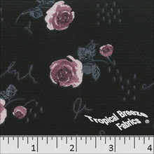 Honeybee Knit Floral Print Fabric 32845 dark teal