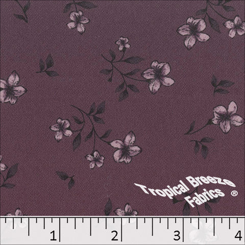 dusty plum, Koshibo Floral Print Polyester Fabric 048624