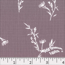 dusty plum, Linen Crepe Floral Sprig Print Polyester Fabric 048520