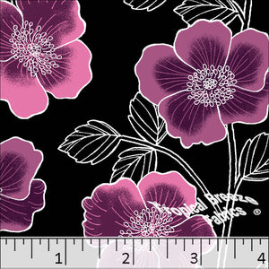 Standard Weave Large Floral Print Poly Cotton Fabric 6086 dusty plum
