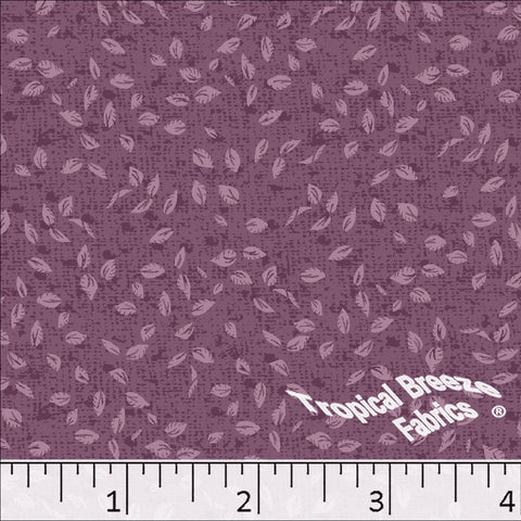 dusty plum, Standard Weave Leaf Print Poly Cotton Fabric 6336