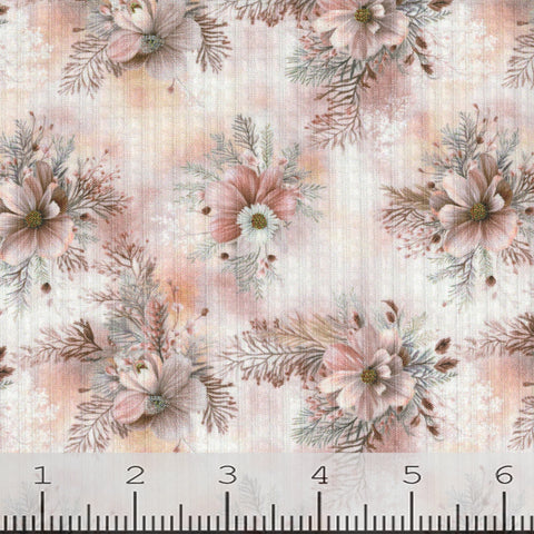 dusty rose, Floral Print Knit Fabric CA257