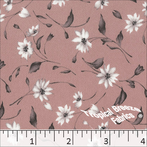 dusty rose, Koshibo Floral Print Polyester Fabric 048618