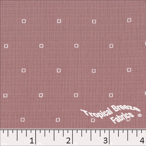 dusty rose, Linen Crepe Square Print Polyester Fabric 048621