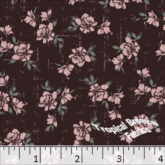 Standard Weave Floral Poly Cotton Fabric 6079 dusty rose