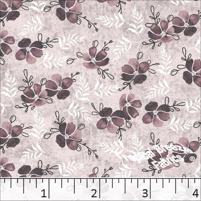 dusty rose, Standard Weave Floral Print Poly Cotton Dress Fabric 6224