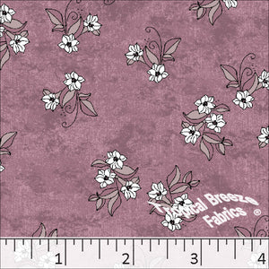 Dusty Rose, Standard Weave Floral Print Poly Cotton Fabric 6192