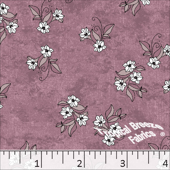 Dusty Rose, Standard Weave Floral Print Poly Cotton Fabric 6192