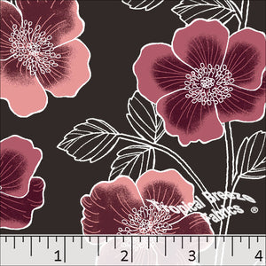 Standard Weave Large Floral Print Poly Cotton Fabric 6086 dusty rose