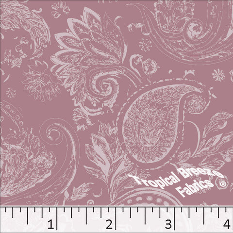 dusty rose, Standard Weave Paisley Print Poly Cotton Fabric 6344