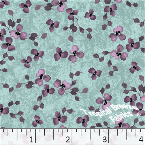 Dusty Jade, Standard Weave Floral Print Poly Cotton Fabric 6191