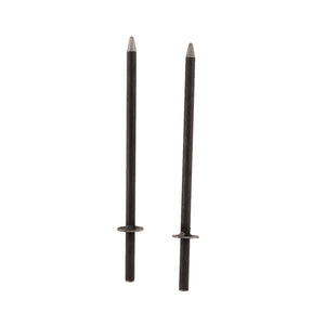 2 quoits stakes with pointed ends. 