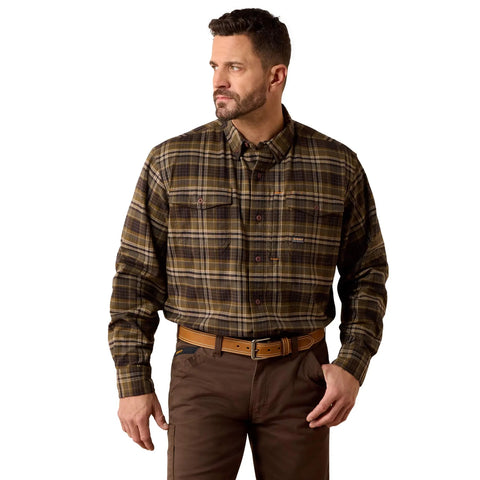 Men's Rebar Flannel DuraStretch Work Shirt in earth