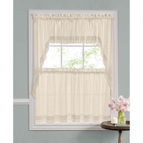Ecru Ribbon Eyelet Curtains 0333