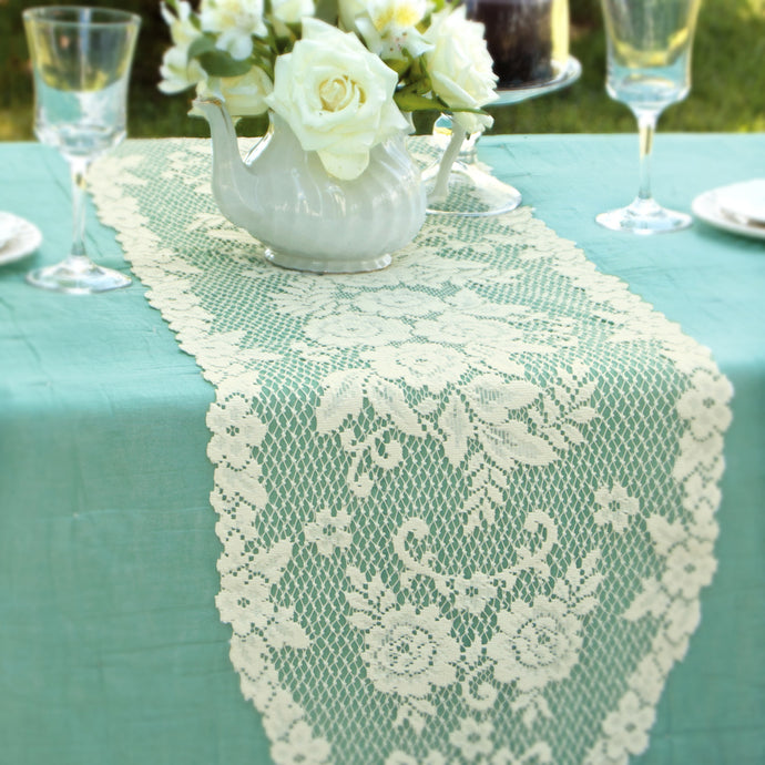 victorian rose lace table runner ecru