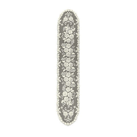 victorian rose lasce table runner ecru