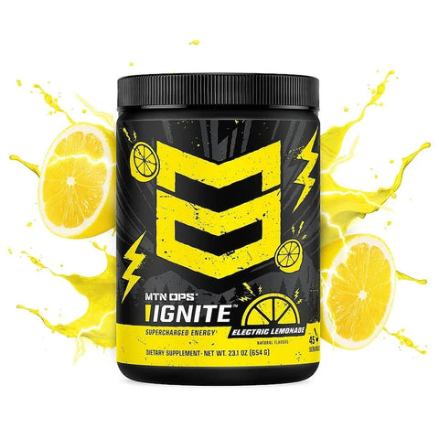 MTN OPS Ignite energy drink mix in electric lemonade