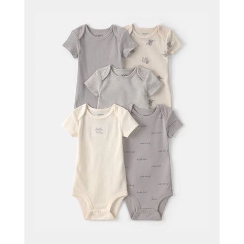 hello baby elephants, Baby Boys' 5-Pack Short-Sleeve Bodysuits 1V