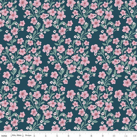 Buds and Butterflies Collection Trailing Bliss Cotton Fabric C15351 emerald