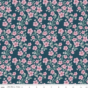 Buds and Butterflies Collection Trailing Bliss Cotton Fabric C15351 emerald