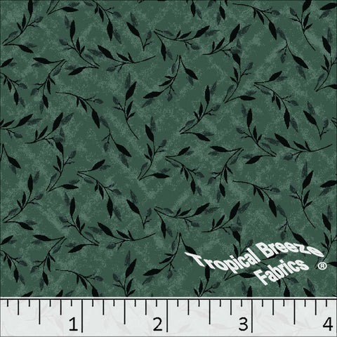 Evergreen, Standard Weave Leaf Print Poly Cotton Fabric 6190