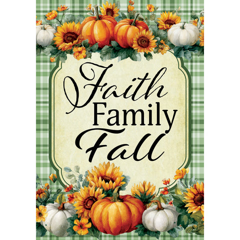 Faith Family Fall garden flag