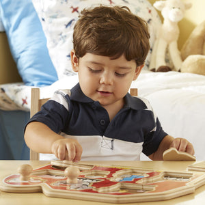 Boy playing with puzzle